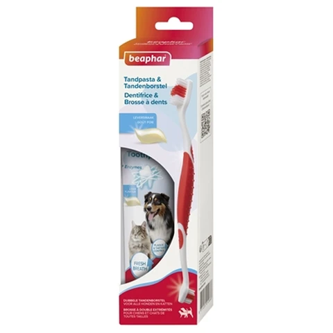 Beapher COMBI-PACK dentaire : Dentifrice + brosse à dents pour chien et chat