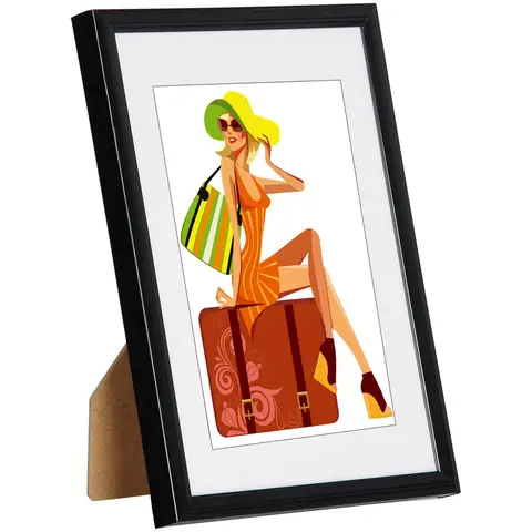 WOLTU Bilderrahmen 40x50 cm mit Passepartout, Rahmen und Platte aus Kunststoff, Posterrahmen für Wand- oder Tischdekoration, horizontal oder vertikal aufhängbar, Weiß