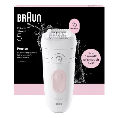 Braun Silk-épil 5-000 Epilator for Easy Hair Removal, Wet & Dry Use, Lasting Smooth Skin