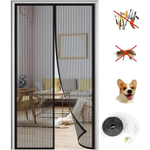 Insektenschutz-Vorhang Fliegengitter Balkontür，Fliegenvorhang Magnetisch 90x210CM, Moskitonetz Tür Ohne Bohren，für Balkontür und Terrassentür Kellertür Kinderleichte Klebemontage 90x210cm