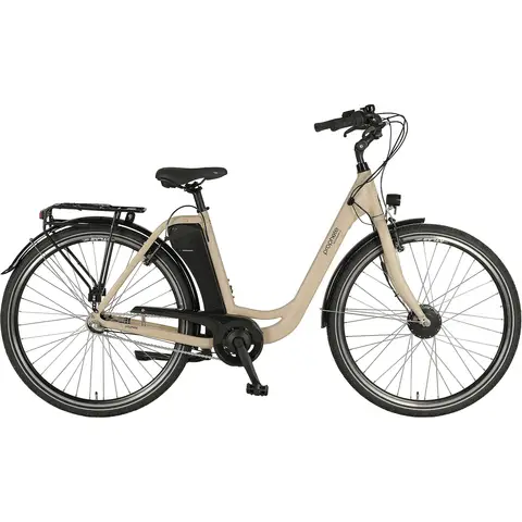[Frühlingsdeal!] Prophete E-Bike Geniesser 1.0 28-Zoll E-Bike mit Wave-Rahmen, Reichweite bis 100km, in Cremefrade