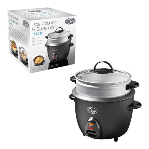 1 Litre Rice Cooker & Steamer - Black