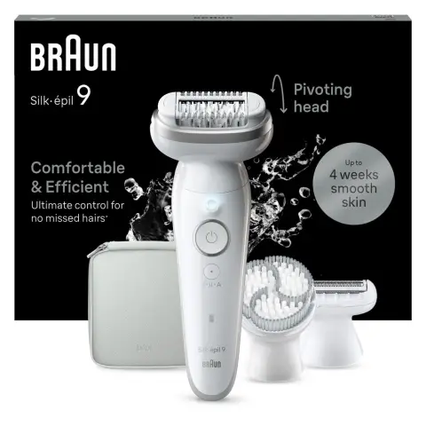 Braun Silk-épil 9, Epilator For Easy Hair Removal, Lasting Smooth Skin, 9-061, White/Silver