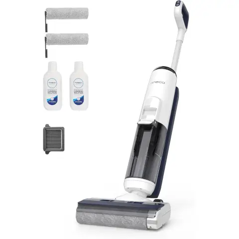 Tineco iFLOOR 5 Breeze complete Nass-/Trockensauger, Ein-Schritt-Reinigung für harte Böden, Kantenreinigung <0,5 cm, dreifache Akkulaufzeit, Selbstreinigung, leichtes kabelloses Saug- und Wischgerät, Blau