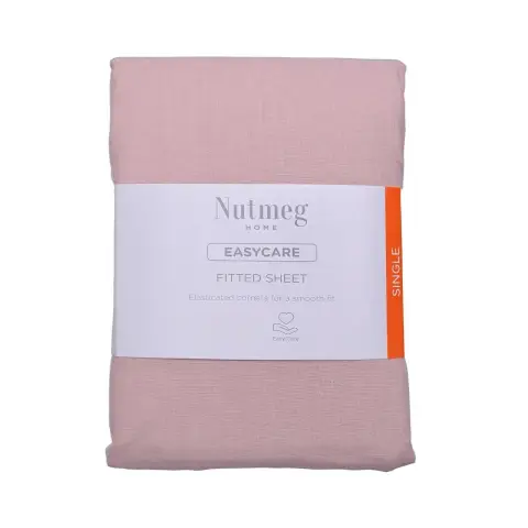 Nutmeg Home Fitted Sheet Easycare Pink Single
