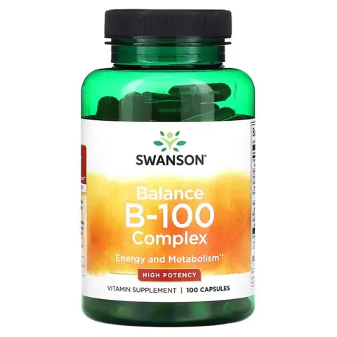 Swanson Vitamin B-100 Complex Daily Wellness Support Capsules - 100 Capsules