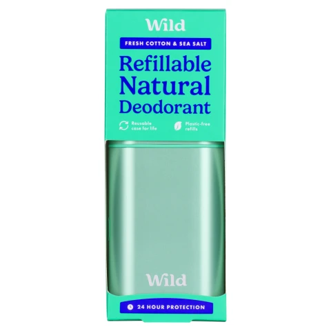 Wild Refillable,  Cotton & Sea Salt Aqua Case Natural Deodorant 40g