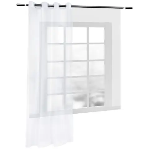 Laneetal Transparenter Vorhang mit Ösen für Wohnzimmer Schlafzimmer Fenster Weiß, 140x245cm