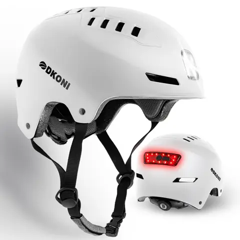 DKONI HS-158 Bicycle Helmet Adult USB Rechargeable with Front and Rear Light Suitable for Men and Women
White S 48-55cm