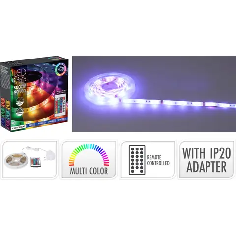 LEDSTRIP 3MTR 90 LED MULTI CLR