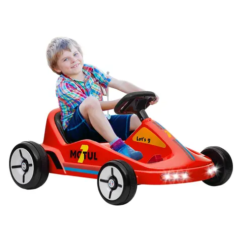 AIYAPLAY Electric Go Kart, 6V Battery Powered Kids Go Kart with Music, Light, Horn, Kids, Ride on Car for 3-5 Years Red