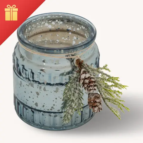 Feeric Kaars met dennentakdecor, 200g, blauw