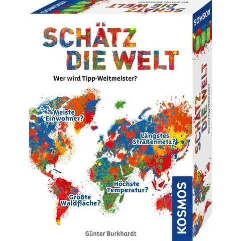 Kosmos 682866 Schätz die Welt, Wer Wird Wett-Weltmeister? Geografie-Spiel über die Länder der Erde, ab 10 Jahre, für 2 - 5 Personen, Gesellschaftsspiel Multicolor