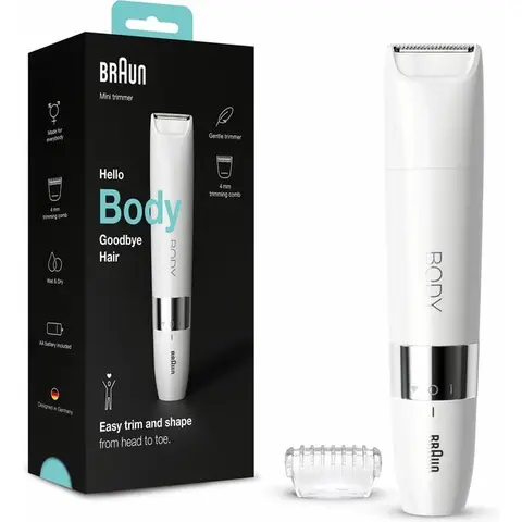 Braun Body BS1000 - Mini Trimmer - Elektrische Ontharing - Vrouwen En Mannen - Wit