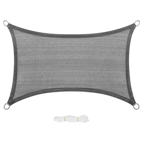 EUGAD Sonnensegel 200g/m² mit Befestigungsseilen, Premium HDPE wetterfest atmungsaktiv rechtwinkliges Dreieck, luftdurchlässig, wasserdurchlässig, für Terrasse, Garten, Balkon, Camping, 3x5 m (1 Packung), Grau, Kunststoff, Rechteck