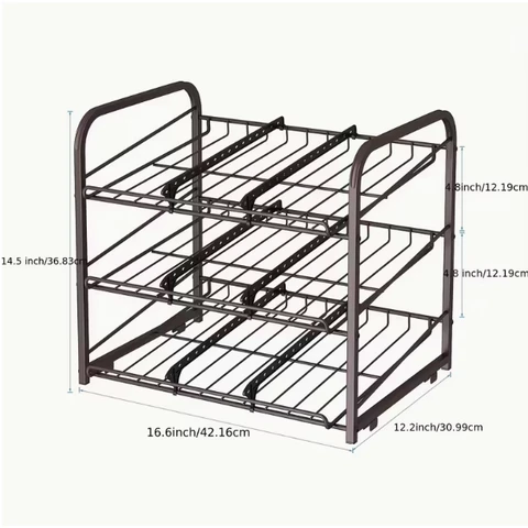 Organisateur de rangement de boîtes de conserve à chargement unique, distributeur de stockage de boîtes de conserve empilable en 3 niveaux pour la conservation des aliments, cuisine ou garde-manger, bronze antique, étagères utilitaires.