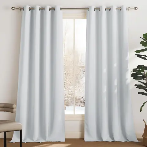 PONY DANCE Blackout Curtains with Eyelet, 2 Panels W140xL245cm(W55xL96inch), Greyish White