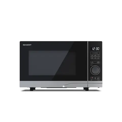 SHARP Digital Solo Microwave - 20L, Silver, 700W, Compact, Digital Controls, 10 Power Levels, ECO Mode, Defrost Functions, YC-PS204AU-S