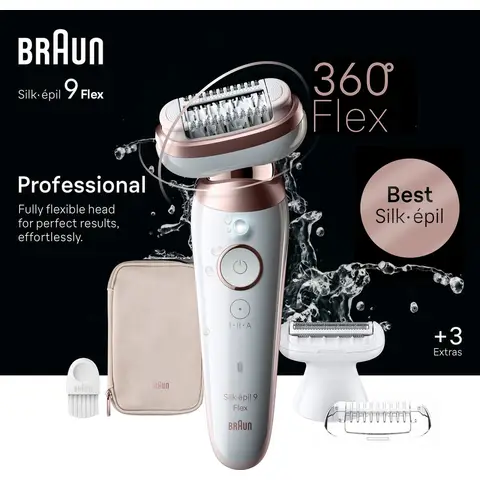 Braun Silk·épil 9 Flex Epilator Voor Eenvoudig Ontharen 9-030 3D Wit/Rose Titan