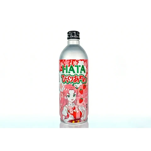 Hatakosen Ramune Soda Drink Bikkuri Awawa Strawberry Flavour 500ml