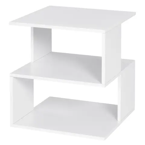 EUGAD Set aus 2 weißen Nachttischen, Beistelltisch, modernes Design, mit 2 Ablagen für Wohnzimmer, Schlafzimmer, 40x40x43,5 cm, 0166ZZ-2