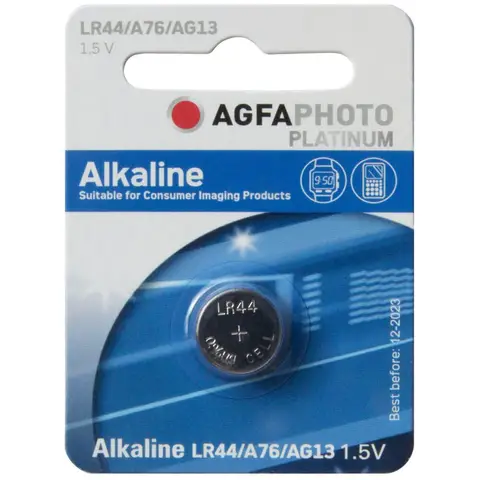 AGFAPHOTO Batterie Alkaline, Knopfzelle, LR44, V13GA, 1,5V Power, Retail-Blister (1er-Pack)