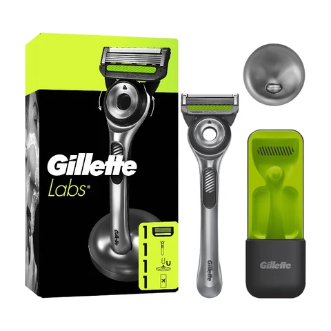 GILLETTE Labs - Rasoir Rechargeable Silver + Etui De Voyage - 1 Unité