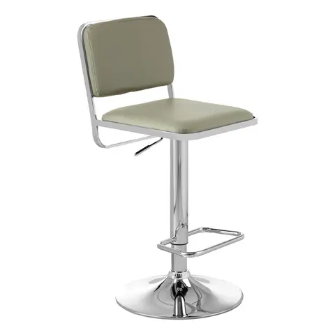 Interiors by Premier Bar Stool Adjustable Stockholm Faux Leather Oyster/Chrome