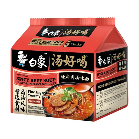 Bai Xiang Nouilles instantanées saveur soupe bœuf épicé (arôme artificiel) - 555g