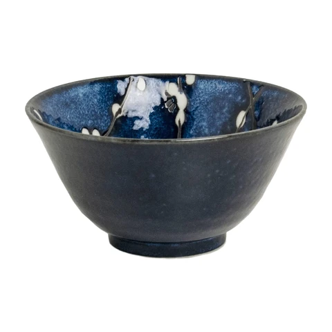 KOM Edo Japanische Keramikschale Blaues Kirschblütenmuster Schale Ø13cm*H7cm