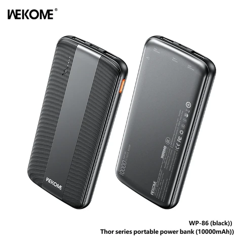 Thunderobor V10 Super Power Bank 10000mAh  LeiShen WP-86 Black Mobile Power Bank, Compatible with Apple, Huawei, Samsung, and Xiaomi Phones