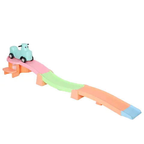 AIYAPLAY 3(m) Up and Down Rollercoaster for Kids, 4 Pieces Toddler Roller Coaster Ride-on with Non-Slip Steps, Ride On Push Car with Handles, Indoor Outdoor Play, for Ages 2-5 Years, Orange