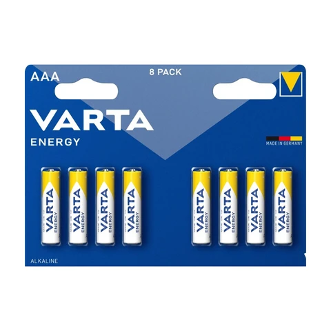 VARTA Batterie Alkaline, Micro, AAA, LR03, 1,5V Energy, Retail-Blister (8er-Pack)