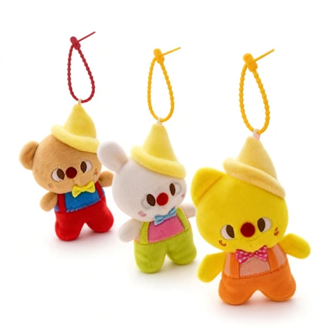 Peluche Porte-clés ourson clown - 14 cm