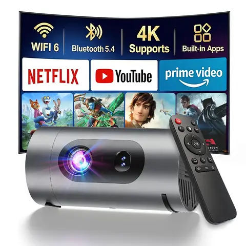 XBJ 1080P Smart Ultra-Light Mini Portable Outdoor Projector | 4K Decoding Supported, Powerbank-Operated (Grid-Power-Free), Hassle-Free Outdoor Use with No Power Limitations, 8000 Lumens, 8W Dolby Digital Audio