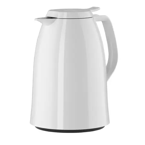 Emsa 517008 Mambo Isolierkanne | 1,5 Liter | Quick Tip Verschluss | 100% dicht | Hält 12 h heiß /24 h kalt | Hochglänz Weiß