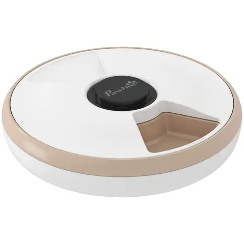 PawHut Distributeur de Nourriture pour Animaux de Compagnie Distributeur Automatique de Nourriture gamelle d'alimentation 6 portions sans fil à minuterie avec 1 sac réfrigérant écran LED blanc
