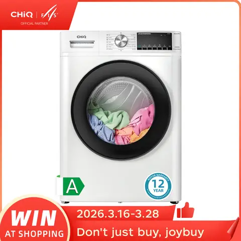 CHiQ Frontlader-Waschmaschine, 8kg, weiß, A-Energieklasse, extrabreite 530mm Trommel, 1400 U/min, Dampfwäsche, Ein-Tasten Smart Wash