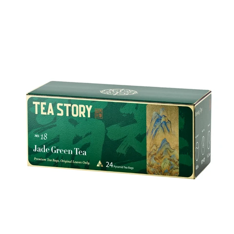 Tea Story Jade Green Tea Bags[Detox Boost] ECOCERT Organic Pyramid Bags，Spring First Flush 24 Tea Bags ×2g