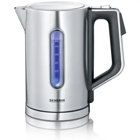 SEVERIN WK 3418 Digital Kettle with Fast Boil Power and Individual Temperature Selection, 1.7 L XXL Capacity, Brushed Stainless Steel, Black, 3000 W