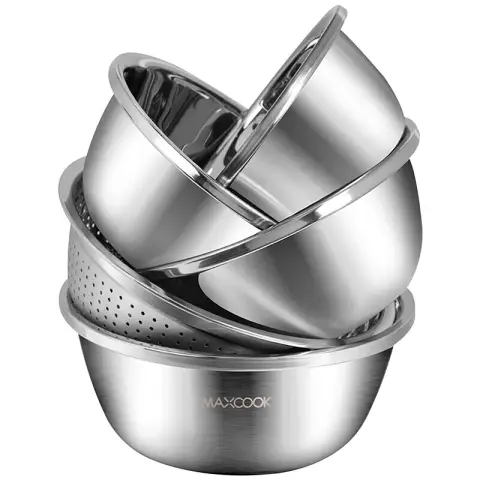 Maxcook Salad bowl  304 stainless steel 
Five-piece basin and sieve set
Increase and thicken
vegetable basin  salad basin
Flavor basin set  30cm MCWA797