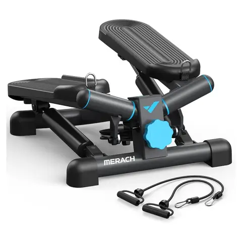 MERACH Mini Stepper voor Oefening, Twist Stair Stepper 150 kg Capaciteit, Stepper Oefenapparatuur met Weerstandsbanden voor Volledig Lichaamstraining Thuis