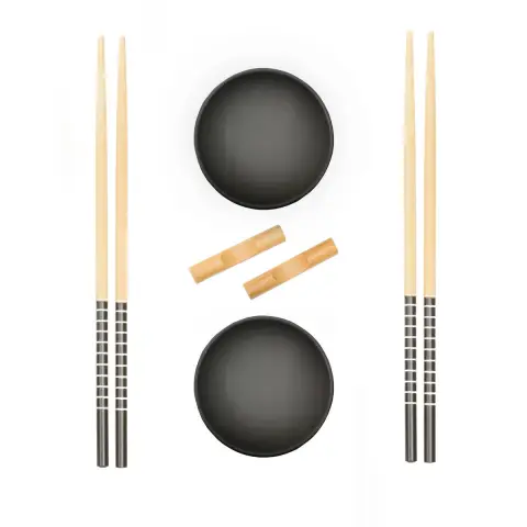 Jurado 6pc Black Ceramic and Wood Sushi Set