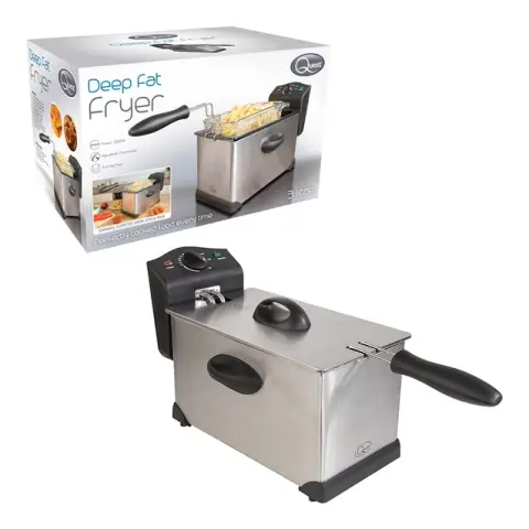 Quest 3 Ltr Stainless Steel Deep Fat Fryer, 3L, Light Indicators, Removable Oil Container, Dishwasher Safe, Cool Touch Handle  – 35140