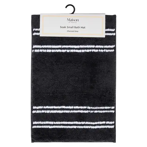 Maison by Premier Bath Mat Soak Microfibre Tufted Stripe Black 40x60cm