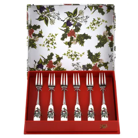 Portmeirion The Holly & The Ivy Pastry Forks – Set of 6 – Boxed Set – 15cm / 6"