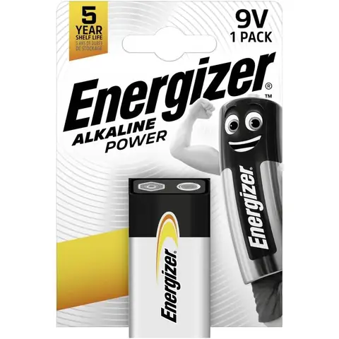 Energizer Batterie Alkaline Power 9V / E-Block / 6LR61 1er, silber