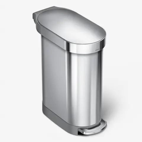 Simplehuman 45L Slim Pedal Bin, Brushed Stainless Steel