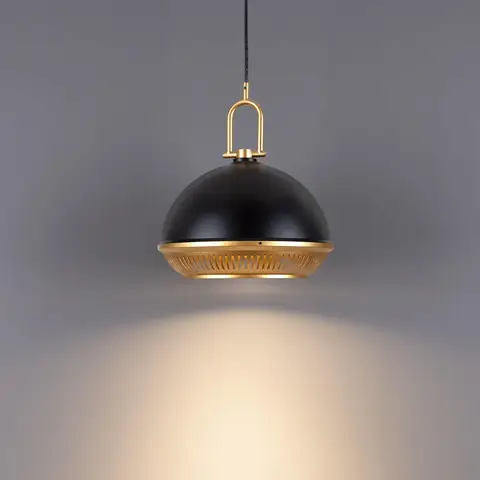 Tubicen Hängeleuchte mit Kuppelform, schwarz und gold, 9,8 Zoll (ca. 24,9 cm), dimmbar, im modernen Landhausstil mit Industrie-Design, Hängeleuchte für Kücheninsel, Waschbecken, Esstisch, E26-Fassung