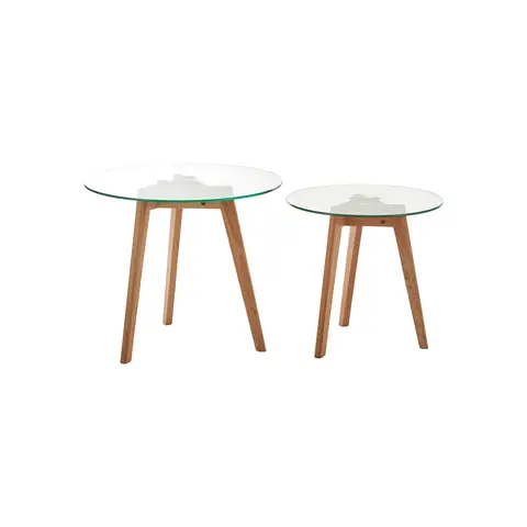 Interiors by Premier Side Tables Nostra Oak Wood/Glass 2pcs